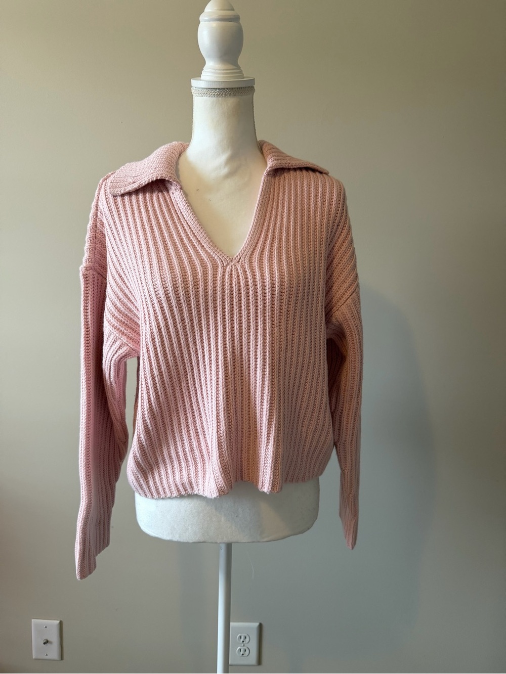 OGD One Grey day collared Brooklyn knit polo sweater oversized size medium NWT - Picture 10 of 13